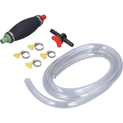 Pompe à siphon manuelle 16mm avec tuyau 3m et interrupteur de contrôle pour transfert de carburant bateau voiture essence diesel (1/5)