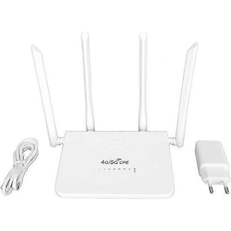 Routeur 4G LTE avec emplacement pour carte SIM, débloque un point d'accès mobile haute fidélité, 300 Mbps, équipé de 4 antennes de 5 dBi, compatible avec l'Asie (prise standard américaine 100-240 V). (1/5)