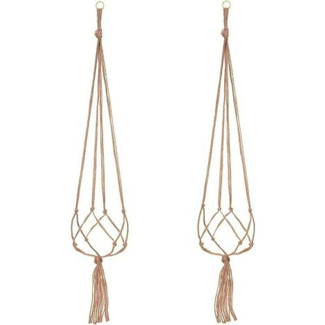 Macrame Plant Hanger Bundles, Hanging Plant Pot, for Hanging Flower Pots, Hanging Plant Hanger, Balcony Home Decoration, 4 Rope Legs, 105 cm, 2 Pieces (1/5)