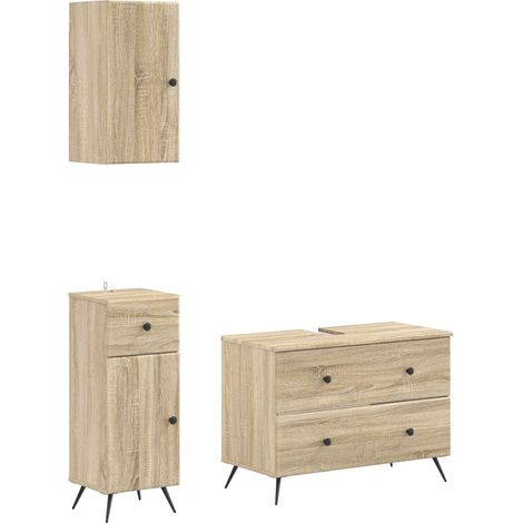 Maison Exclusive - Set di armadietti da bagno in 3 pezzi BREDA Rovere Sonoma (1/5)