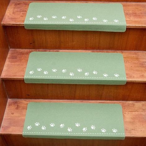 Lot de 7 tapis d'escalier lumineux 22,9 x 56 cm, veilleuse, motif pattes d'ours, antidérapants (1/3)