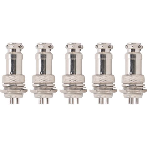 Connecteur aviation GX16 3 broches 16mm 450V - Lot de 5 fiches mâle/femelle métalliques pour panneau et châssis