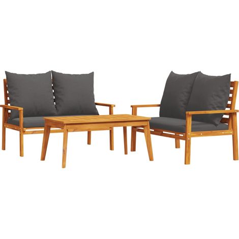 Maison Exclusive - Set Mobili da Giardino 3pz con Cuscini Legno Massello di Acacia