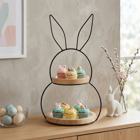 2 Tier Bunny Rabbit Cake Stand (1/2)