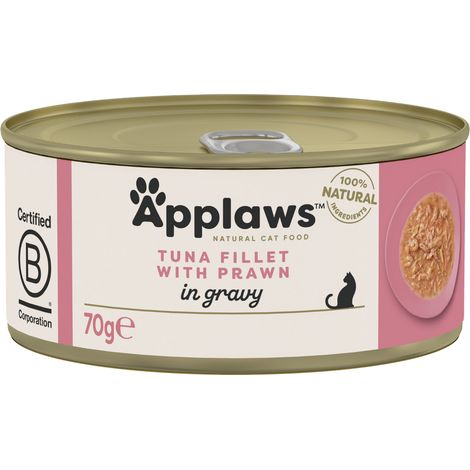 Applaws Premium Aliment humide pour chat adulte Thon et crevettes en sauce 70 g (1/3)