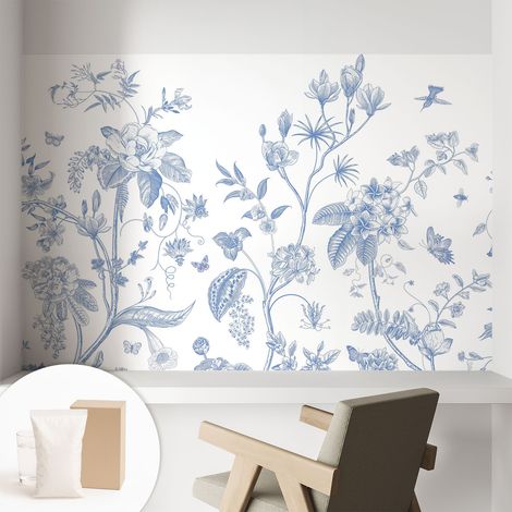 Papier peint intissé avec imprimé installation simple qualité excellente sans désordre - Colle incluse gratuite Motif floral 104x70 cm (1/5)