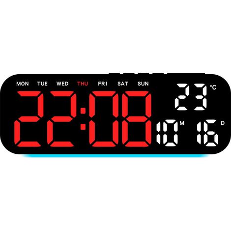 Horloge électronique, horloge de table multifonctionnelle, réveil avec éclairage d'ambiance, horloge de table avec veilleuse à couleurs changeantes (1/2)