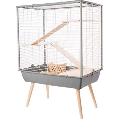 Cage pour rongeur Néo Cosy – Métal et plastique – 77,5 x 47,5 x 80 cm – Plusieurs étages avec rampes en bois – Niche intégrée sécurisée – Zolux (1/4)