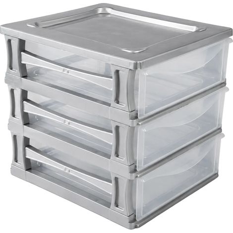 Schubladenorganizer, Modulares Design, Translucente Schubladen, Grau (1/2)