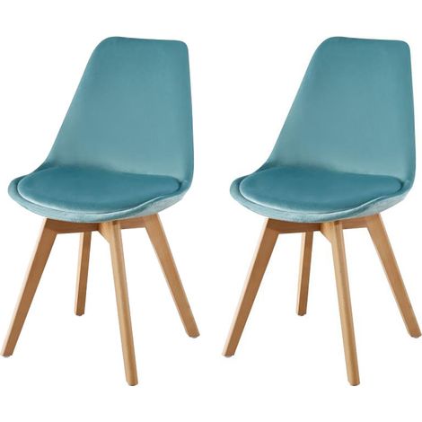 Hobag – Lot de 2 chaises scandinaves vert menthe – Polypropylène et velours – Dimensions L54 x W47 x H80 – Hauteur d'assise 46cm
