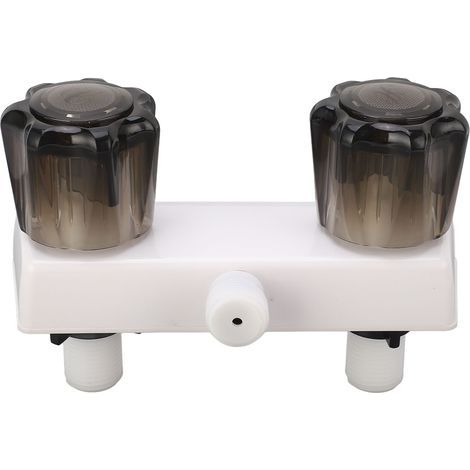 Ortviai Robinetterie de Douche pour Camping-car – Mitigeur à 2 Poignées en ABS Blanc, Filetage 1/2-14 NPSM (1/5)