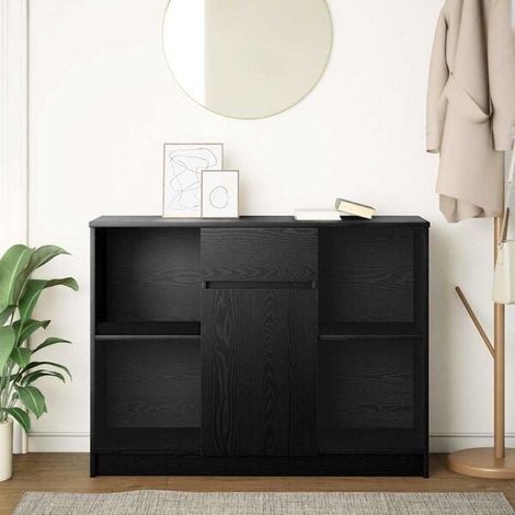 Buffet Bas de Cuisine avec Tiroirs, 101x35x76 cm, Couleur Chêne Noir, Meuble de Rangement en Bois d'Ingénierie pour Salle à Manger et Salon (1/5)
