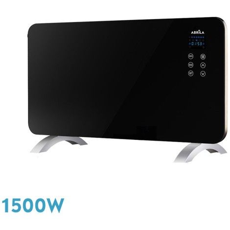 Emisor Térmico de Cristal Himalaya Negro 1500W 2 Potencias Mando Temporizador IP24 (38x76x6,86cm) (1/2)