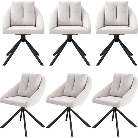 6er Set Drehbare Esszimmerstühle aus Samt, Ergonomisches Design, Metallgestell, Beige (1/5)
