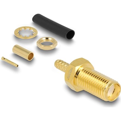 SMA Buchse zum Crimpen RG-174 / RG-316 mit passendem Schrumpfschlauch