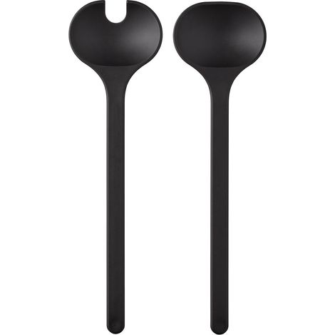 Couverts à salade 2 pièces Silueta - Lavable au lave-vaisselle - Couverts à salade - Fourchette et cuillère à salade - Nordic black (1/5)