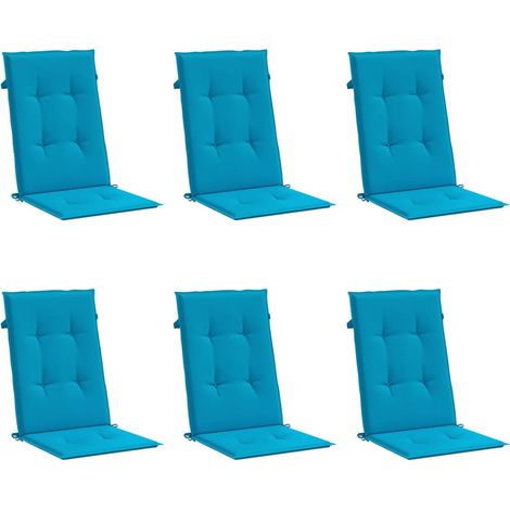 Gartenstuhlauflagen für Hochlehner 6 Stk. Blau 120x50x3cm Stoff vidaXL