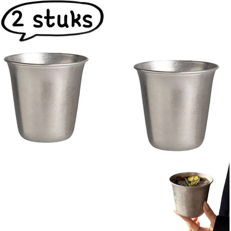 mug en métal 2 pièces tasse large et épaisse pour boissons froides style industriel finition acier mat convient pour maison bar activités de plein air et camping argenté (1/5)