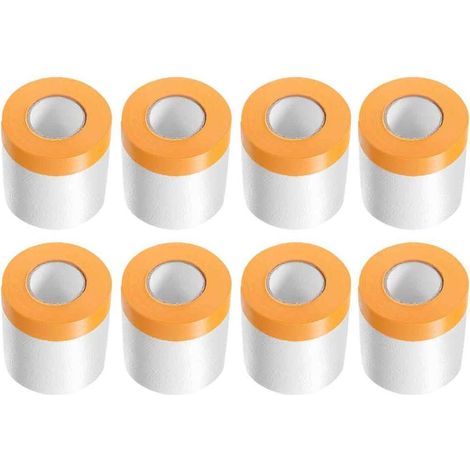 Abdeckfolie mit Klebeband, 8 Rollen, 55 cm x 20 m, transparente Lackschutzfolie, Abdecktuch mit Klebeband, zum Streichen. (1/4)