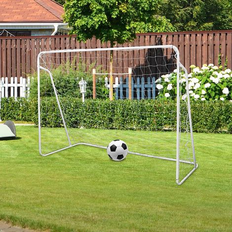 Kingsaid Football Goal 7FT x 5FT Portable Rebounder Net - Kids Soccer Goal Post Practice Training With Outdoor Net and Pegs for Gardens, Park, Beaches, Playground - White (1/5)