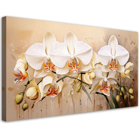 Wandbild für das Wohnzimmer Orchideen Blumen Botanik 80x40 cm (1/5)