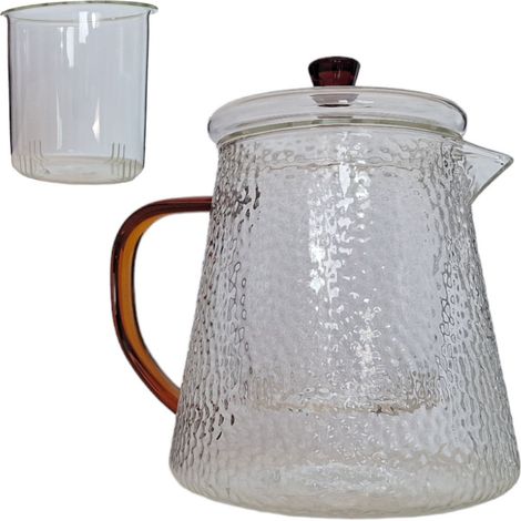 CARAFFA IN VETRO INFUSORE PER TÈ CON FILTRO CARAFFA DA 1L PER ACQUA CAFFÈ CALDO (1/5)