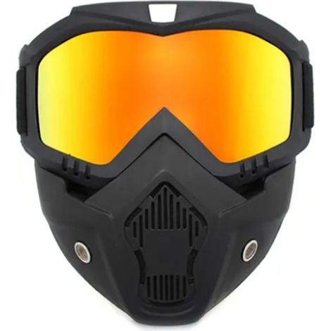 Lunettes de moto anti-vent tout-terrain, équipement de conduite extérieur, visière démontable, cadre noir et pièce imitation rouge (1/5)