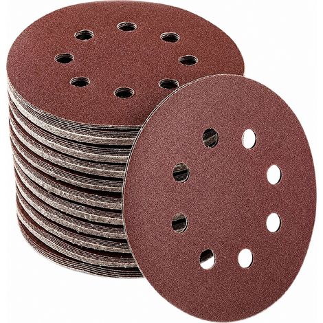 Disque abrasif auto-agrippant 125 mm 8 trous grain 220 corindon rouge 220 125mm 13 × 13 × 11,5 cm 6 g – Livraison gratuite