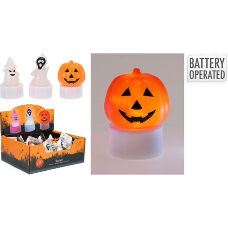 Candela tealight Halloween con LED 6 cm modello assortito PERAGA CHRISTMAS