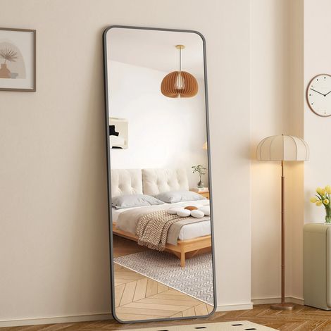 WDWRITTI Standspiegel Schwarz 160x40 cm Ganzkörperspiegel, Wandspiegel Schwarz für Ankleidezimmer, Schlafzimmer, Wohnzimmer, Friseursalon (1/5)