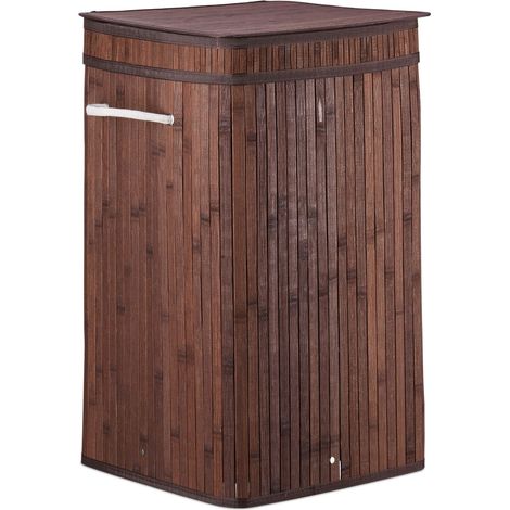 Cesta portabiancheria pieghevole design naturale bagno 70 x 70 x 40 cm in bambù beige 130006485