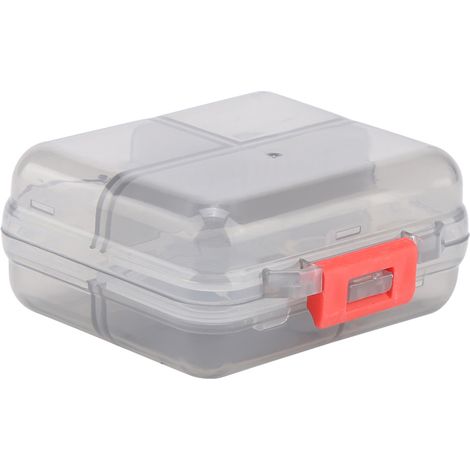 Boîte à pilules hebdomadaire portable 7 compartiments grise, organiseur de médicaments quotidien, étui de pilulier de voyage. (1/5)