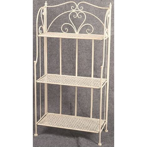 Vigor 9618375 Mika Scaffale Angolare in Ferro Battuto 4 Ripiani 50x34x159 cm colore Bianco Anticato (1/2)