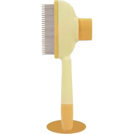 Cepillo para eliminar el pelo suelto de mascotas, diseño ergonómico, eliminación eficaz del pelo, amarillo (1/2)