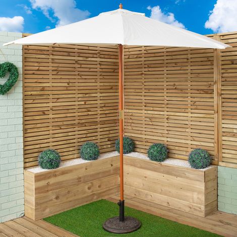 Samuel Alexander 2.7m Outdoor Wooden Garden Parasol Sun Shade with Carry Bag in Cream (1/5)