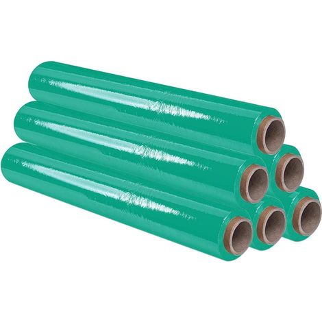OFITURIA Pellicola per imballaggio 50 cm di larghezza e stirabile fino a 300 metri di lunghezza – Rotolo di pellicola elastica manuale per imballaggio industriale (Verde, 6) (1/5)