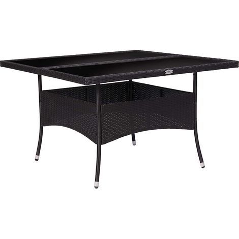 Table à manger de jardin Scandinave - Table de salle à manger Noir Résine tressée et verre BV751013 - BonneVie (1/4)