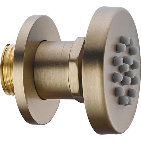 2-inch shower head, round brass massage side jet, adjustable wall-mounted side jet for spa shower, brushed gold, 1 piece (1/5)