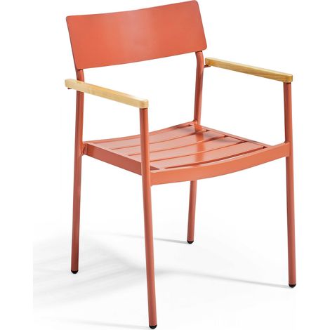Fauteuil de jardin en aluminium et bois terracotta