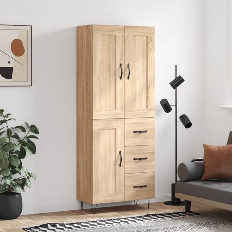 Buffet haut,Bahut,Meuble de Rangement,Buffet de cuisine Chêne sonoma 69,5x34x180 cm Bois d'ingénierie CIV725990 (1/4)
