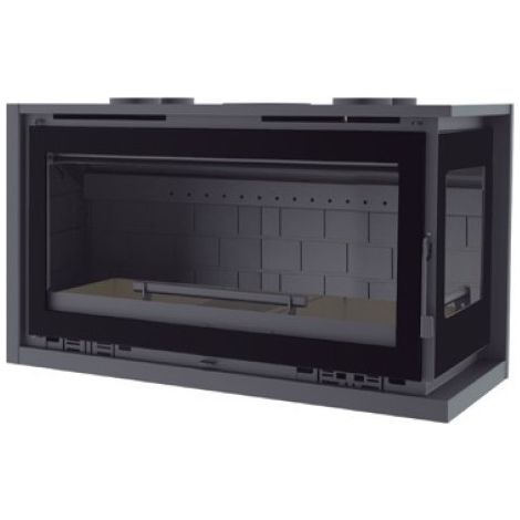 Insertable de Leña 100 cm a 2 Caras Rincón Derecha con Turbinas FM Modelo IT-122 DFk Interior Fundición y Cristal Serigrafiados. (1/2)