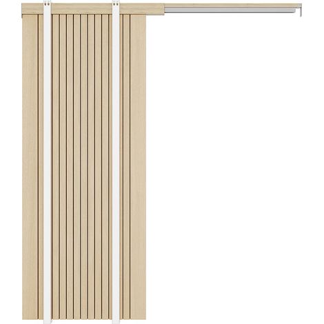 Porta scorrevole con sistema a scomparsa in legno e MDF scanalato H205 x L93 cm - AREZO (1/4)