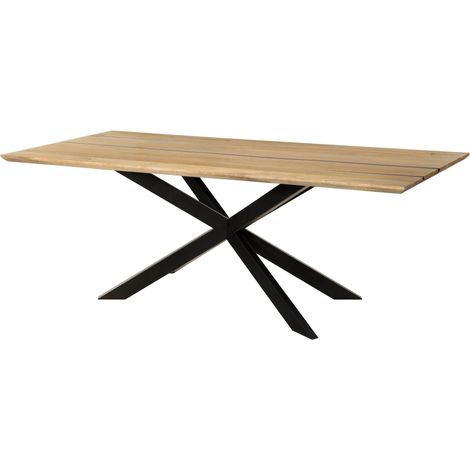 Esstisch Mango 180x90x76 natur lackiert / Epoxid schwarz, Kreuzgestell 2 anthrazit matt EPOXY (1/3)