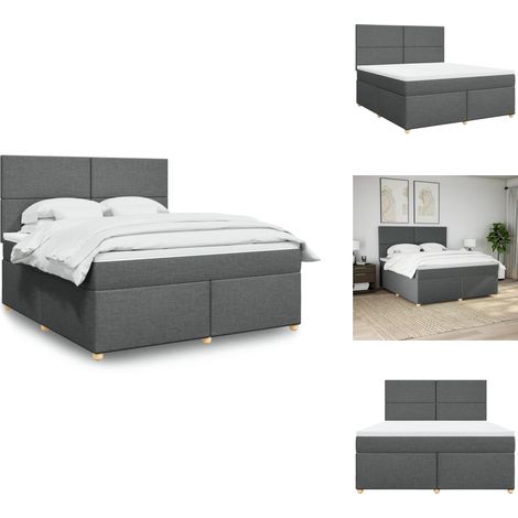 Sommier à lattes de lit avec matelas Gris foncé 180x200cm Tissu - Sommier À Lattes De Lit - Sommiers À Lattes De Lit - Lit - Meuble De Chambre À Coucher (1/5)