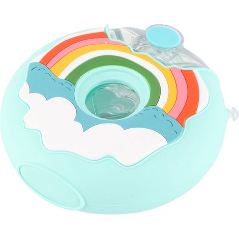 Gourde Isotherme Donut Mignonne 380ml pour Enfants, Anti-Fuite et Portable avec Sangle, Arc-en-Ciel Bleu (1/5)