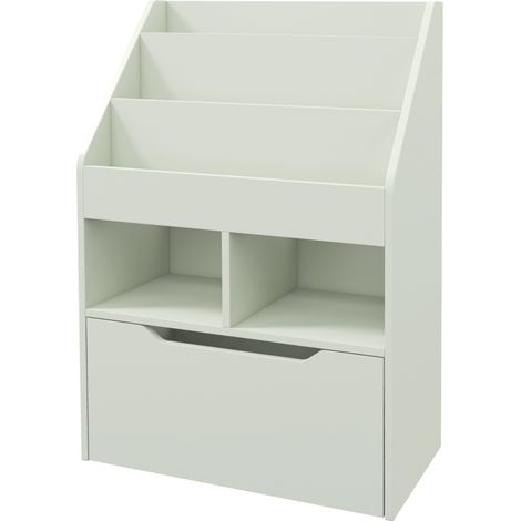 CHICFURN Librería infantil 60 x 29,9 x 90 cm verde claro con cajón y almacenamiento (1/5)