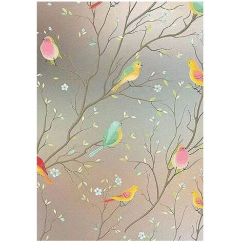 Film autocollant statique pour fenêtre, translucide, opaque, intimité, cellophane, autocollant pour vitre, oiseaux, 30x100 cm (1/4)