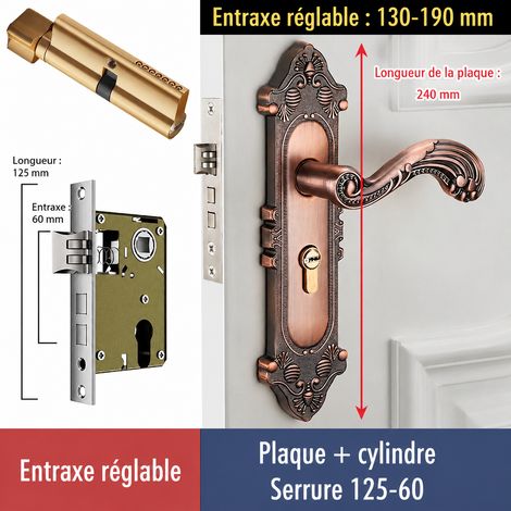 Serrure mécanique à poignée style I avec corps 125/60, jaune antique 125 60 1,5 kg – Livraison gratuite