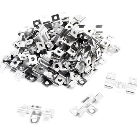 100 Clips en Acier fin – 40 x 24 x 8 mm – Hauteur de serrage 8 mm – Montage des planchers lames dalles terrasse, fixation invisible