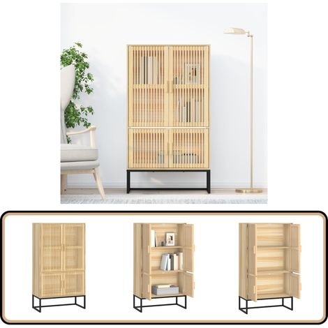 Buffet haut 70x35x125 cm bois d'ingénierie - Buffet Design Scandinave - Meuble Rangement - Buffet Haut - Buffet Moderne - Commode Bois